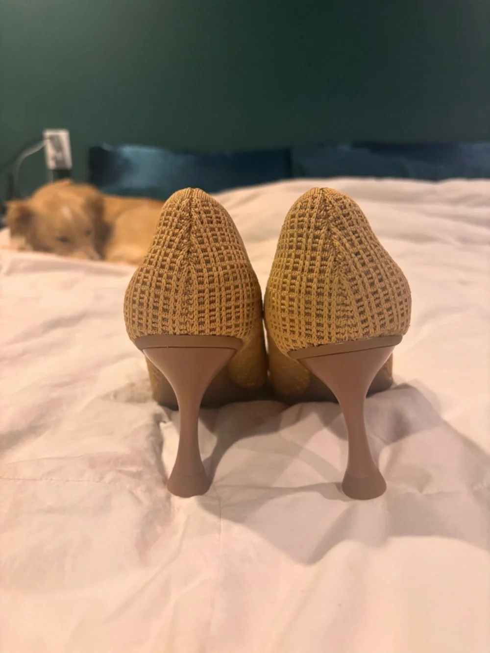 Knit Pointed-Toe Pumps in Taupe - Picture 9 of 13